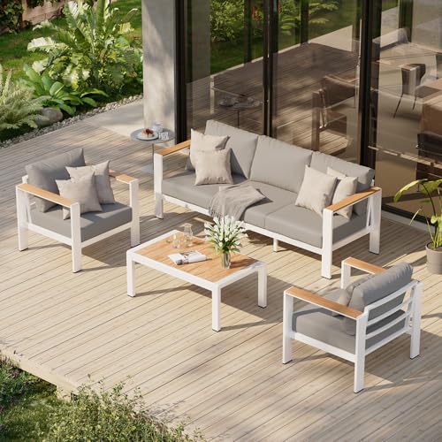 Oasbira Aluminum Outdoor Patio Furniture Set with Coffee Table