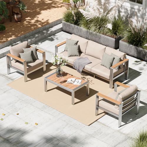 Oasbira Aluminum Outdoor Patio Furniture Set with Coffee Table