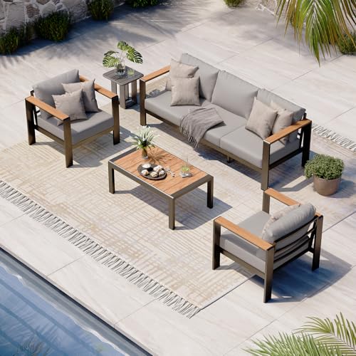 Oasbira Aluminum Outdoor Patio Furniture Set with Coffee Table